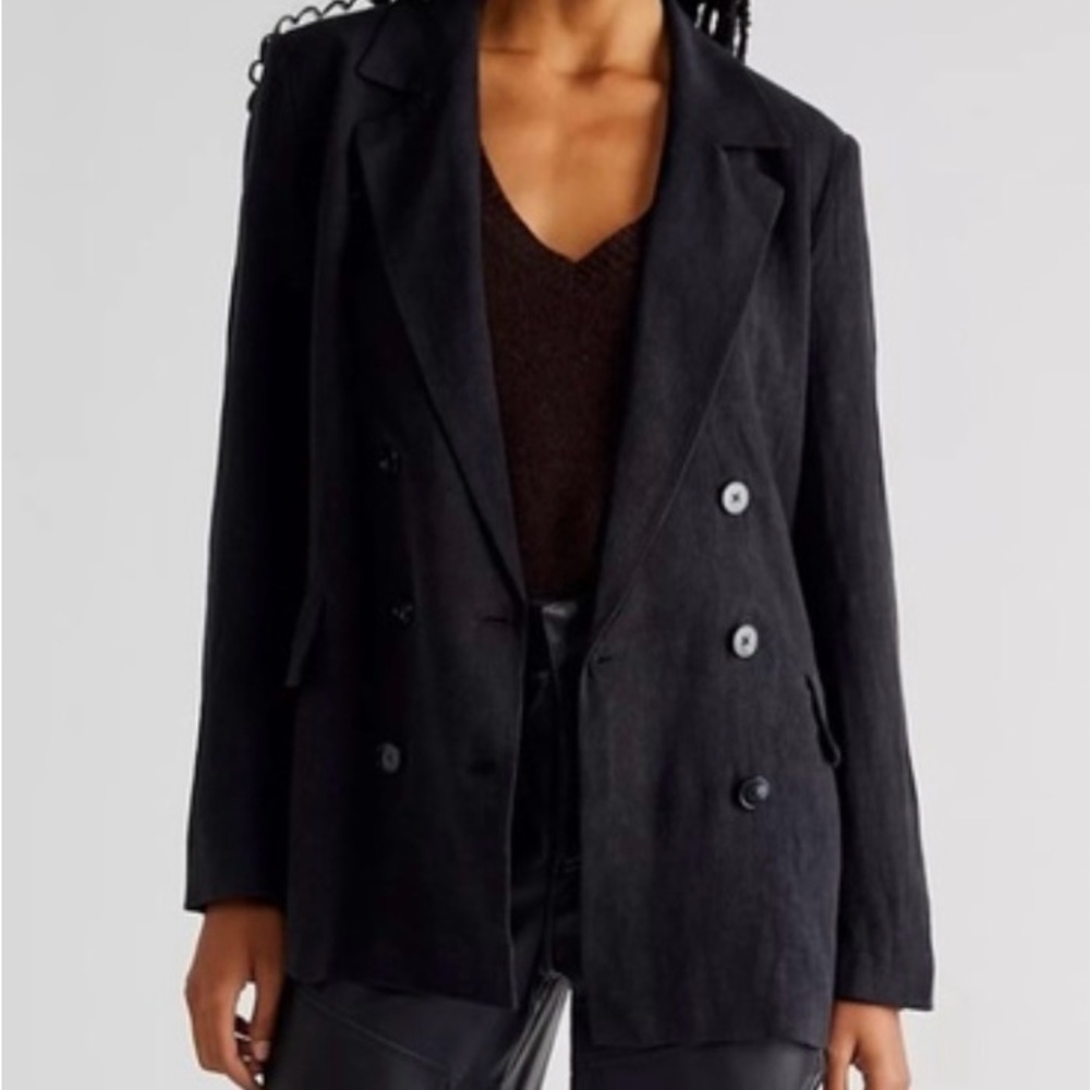 Free People Black Linen Blazer